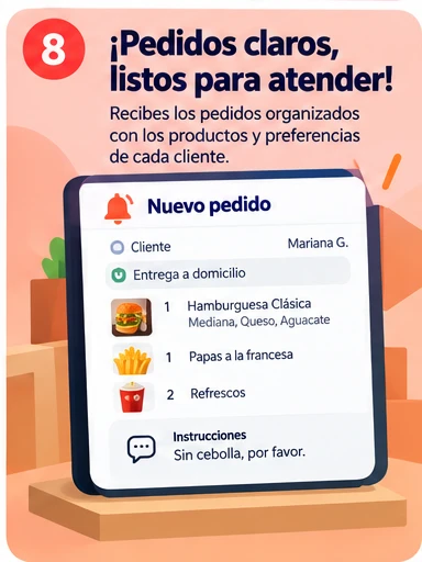 ¡Pedidos claros, listos para atender!